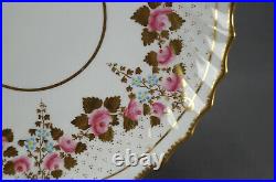 Copeland Hand Painted Pink Rose Blue Floral & Gold Garlands 9 5/8 Plate C. 1890