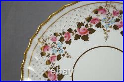 Copeland Hand Painted Pink Rose Blue Floral & Gold Garlands 9 5/8 Plate C. 1890