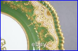 Copeland Spode Monogrammed CLB Yellow & Gold Beaded Green 10 1/4 Inch Plate