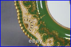Copeland Spode Monogrammed CLB Yellow & Gold Beaded Green 10 1/4 Inch Plate