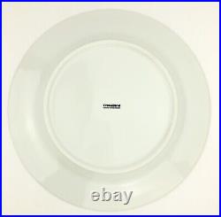Crate & Barrel White with Red Band Gold Rim Trim Dinner Plates Set of 6