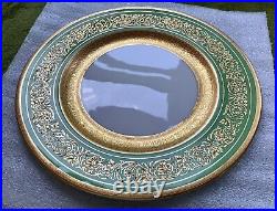 Crown Staffordshire Gold Encrusted & Jeweled Green Cabinet Plates (12) 1906-1930