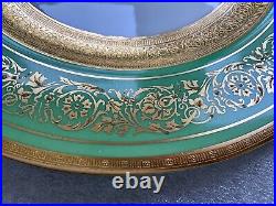 Crown Staffordshire Gold Encrusted & Jeweled Green Cabinet Plates (12) 1906-1930