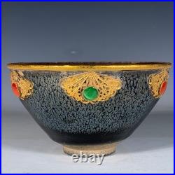 Delicate Chinese Hand Painting JianKiln Porcelain Gilded Bowl