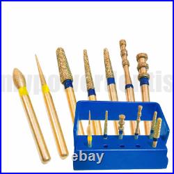Dental Porcelain Veneer Preparation Gold Diamond Burs High Speed Drill 7Pcs/Kit