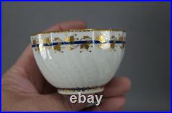 Derby Pattern 110 Gold Floral & Cobalt Band Tea Bowl & Saucer Circa 1784-1806