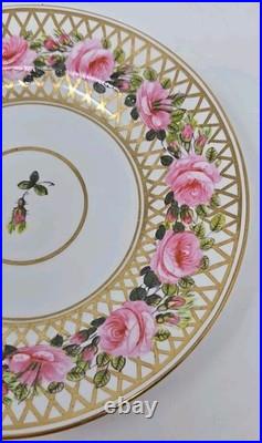 Derby Stevenson And Hancock Cup & Saucer Trio, Pink Roses C. 1860s