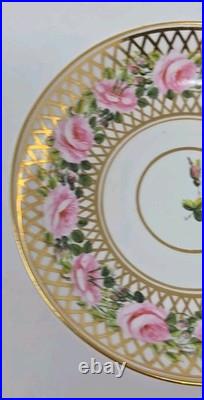Derby Stevenson And Hancock Cup & Saucer Trio, Pink Roses C. 1860s