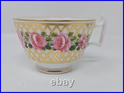Derby Stevenson And Hancock Cup & Saucer Trio, Pink Roses C. 1860s