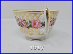 Derby Stevenson And Hancock Cup & Saucer Trio, Pink Roses C. 1860s