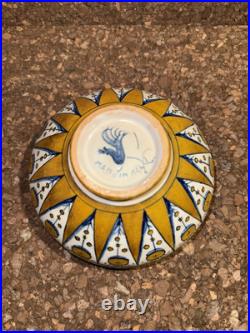 Deruta Of Italy Italian China 5'' Dish Antique Gold X Blue Antique