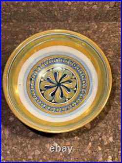 Deruta Of Italy Italian China 5'' Dish Antique Gold X Blue Antique