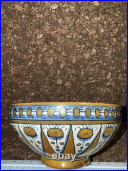 Deruta Of Italy Italian China 5'' Dish Antique Gold X Blue Antique