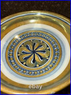 Deruta Of Italy Italian China 5'' Dish Antique Gold X Blue Antique