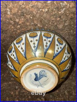 Deruta Of Italy Italian China 5'' Dish Antique Gold X Blue Antique