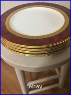 Dinner Plates (4)Noritake China Hemingway Pattern Red Gold 10 7/8 for one price