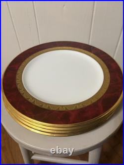 Dinner Plates (4)Noritake China Hemingway Pattern Red Gold 10 7/8 for one price