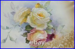 Doulton Burslem Hand Painted Roses & Enameled Floral Scrollwork 9 Inch Plate E