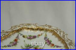 Dresden Gold Leaf Decorator Mark Bon Bon Dish Limoges Blank Flowers Double Gold