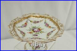 Dresden Gold Leaf Decorator Mark Bon Bon Dish Limoges Blank Flowers Double Gold