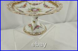 Dresden Gold Leaf Decorator Mark Bon Bon Dish Limoges Blank Flowers Double Gold