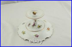 Dresden Gold Leaf Decorator Mark Bon Bon Dish Limoges Blank Flowers Double Gold