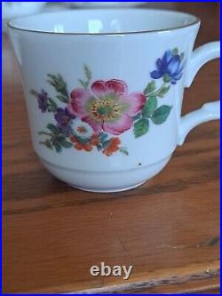 E & R Crown Gold Jaeger & Co. PMR Vtg. Porcelain China Floral Tea Set 14 Pieces