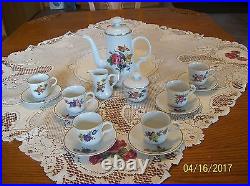 E & R Crown Gold Jaeger & Co. PMR Vtg. Porcelain China Floral Tea Set 15 Pieces