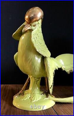 Early 20th Cty Large Jade Green Gold Porcelain Chinese Feng Shui Pheasant Bird