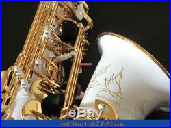 Eb Alto Saxophone Porcelain White Paint Body with Gold Plated Bell and Keys