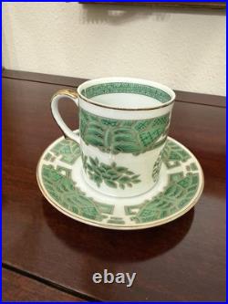 Elegant Fitzhugh Green Gold Floral Porcelain Chinoiserie Style-Gold trim