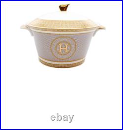 Elegant Mosaic H Design Bone China Dinner Set Gold, Service for 6 person