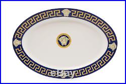 Elegant Navy & Gold Greek Key Design 49 Pcs Dinner Set, For 8 Persons