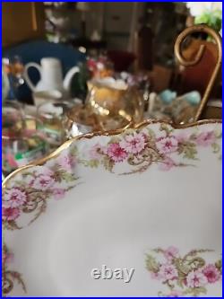 Elite Limoges Porcelain Florals Gold Border Covered Tureen & Under Platter