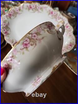 Elite Limoges Porcelain Florals Gold Border Covered Tureen & Under Platter
