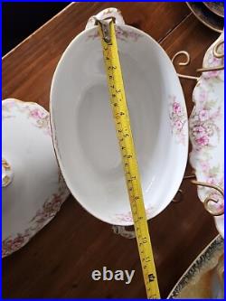 Elite Limoges Porcelain Florals Gold Border Covered Tureen & Under Platter