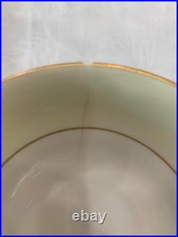 Encrusted 24K Gold Band Cream Footed Tea Cups & Handled Bowls, Made in Japan