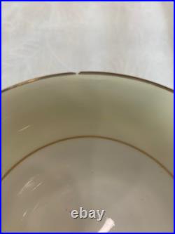 Encrusted 24K Gold Band Cream Footed Tea Cups & Handled Bowls, Made in Japan