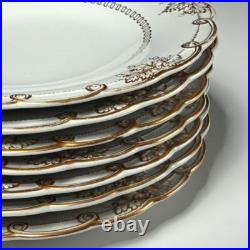 English Gold Gilt White Opaque Porcelain Grape Vine Plates 9 Antique Set of 7 English Gold Gilt White Opaque Porcelain Grape Vine Plates 9 Antique Set of 7