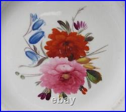 English Hand Painted Pair Floral Dessert Plates Circa 1830 Gold Trim Ex. Cond