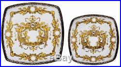 Euro Porcelain 16-Pc White Dining Set, 24K Gold Greek Key Bone China