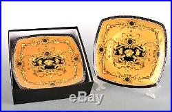 Euro Porcelain Yellow 10 Dinner or 7 Salad Plate, Greek Key Medusa Bone China