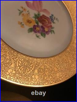 FAB! 20's Royal Bavarian Hutschenreuther Gold Encrusted Pair Cabinet Plates 10.5