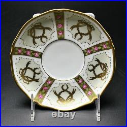 Faberge Gold, Enamel & Jeweled Coffee Cup Saucer Limoges Porcelain China 24K