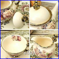 Fanquare 15 Pieces British Porcelain Tea Sets, Vintage Flowers China Coffee S