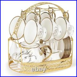Fanquare British Porcelain Tea Coffee Set 22 Piece New Bone China Gold Tulip Tea Fanquare British Porcelain Tea Coffee Set 22 Piece New Bone China Gold Tulip Tea