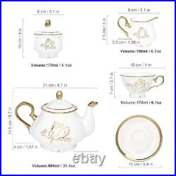 Fanquare British Porcelain Tea Coffee Set 22 Piece New Bone China Gold Tulip Tea