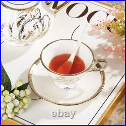 Fanquare British Porcelain Tea Coffee Set 22 Piece New Bone China Gold Tulip Tea