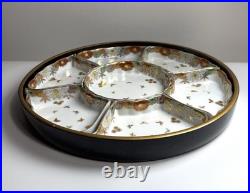 Fine Antique Japanese Satsuma Sweetmeat Set Butterfly Gilt Lacquer Serving Tray