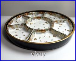 Fine Antique Japanese Satsuma Sweetmeat Set Butterfly Gilt Lacquer Serving Tray